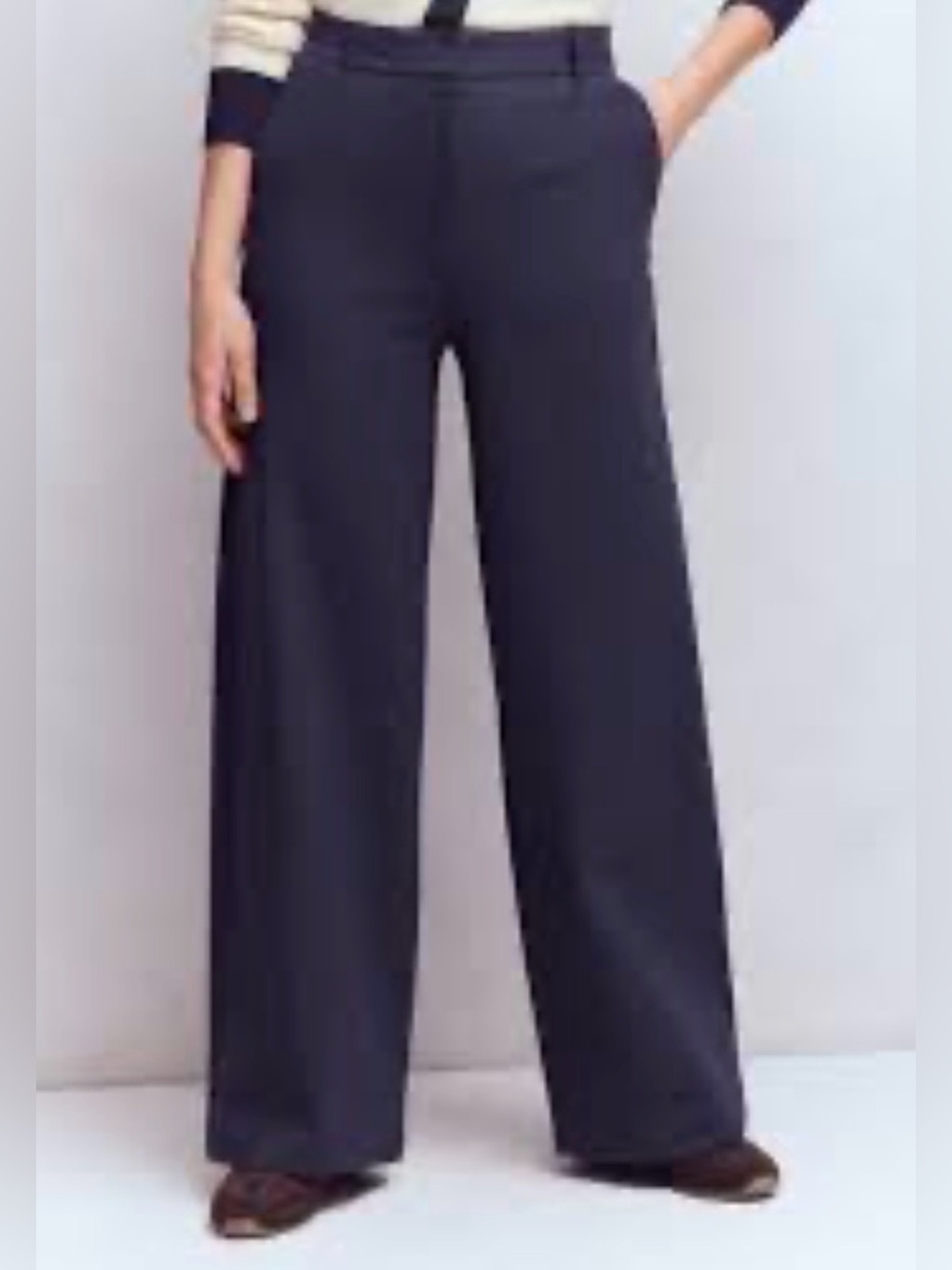 Boden Ponte Trousers Pants Size 10L Navy High Rise Straight Leg